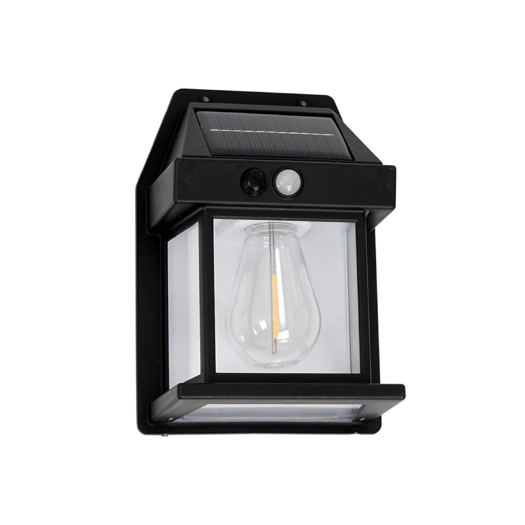 LED solcelle utevegglampe Filo med bevegelsessensor svart IP44 forfra