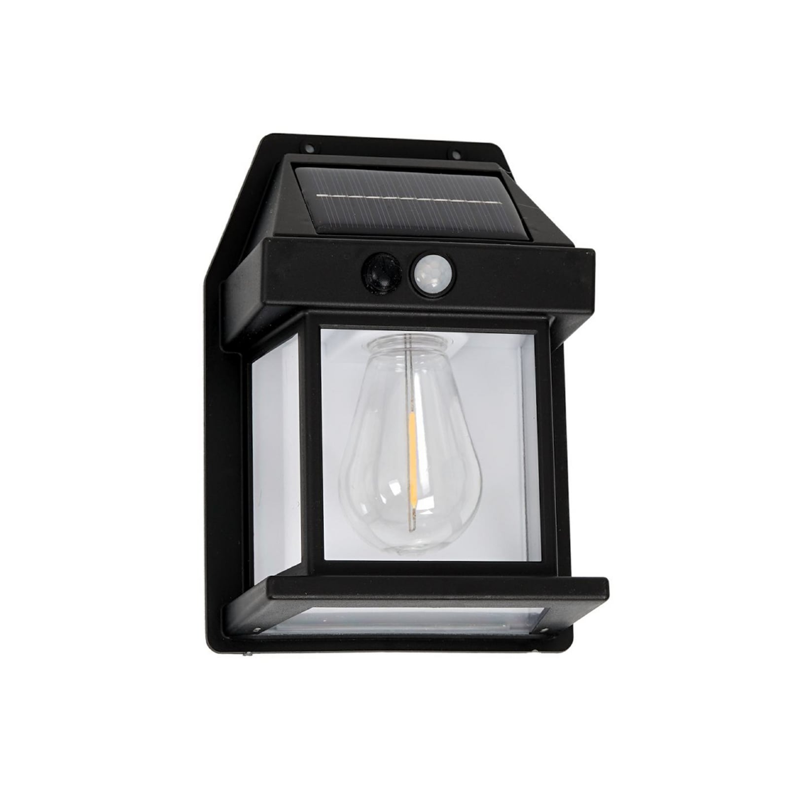 LED solcelle utevegglampe Filo med bevegelsessensor svart IP44 forfra