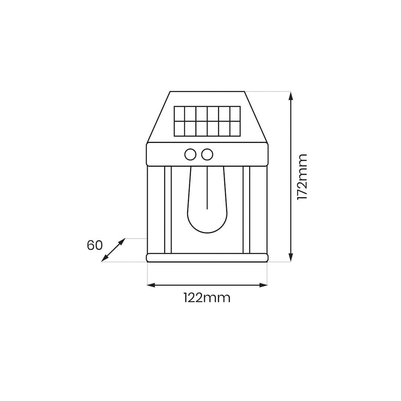 LED solcelle utevegglampe Filo med bevegelsessensor svart IP44 bakside