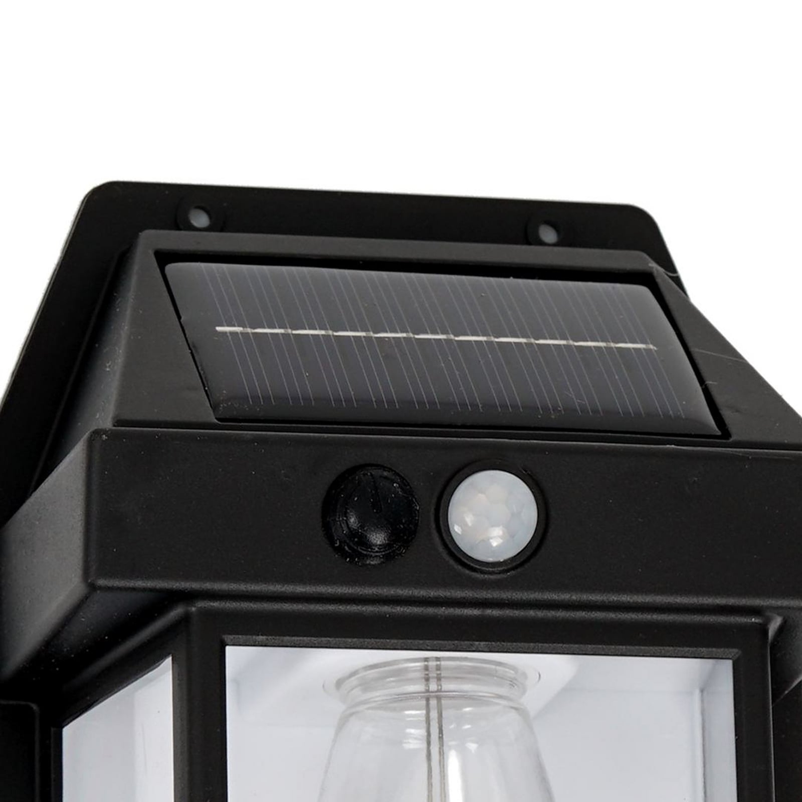 Detalj av LED solcelle utevegglampe Filo med bevegelsessensor svart IP44