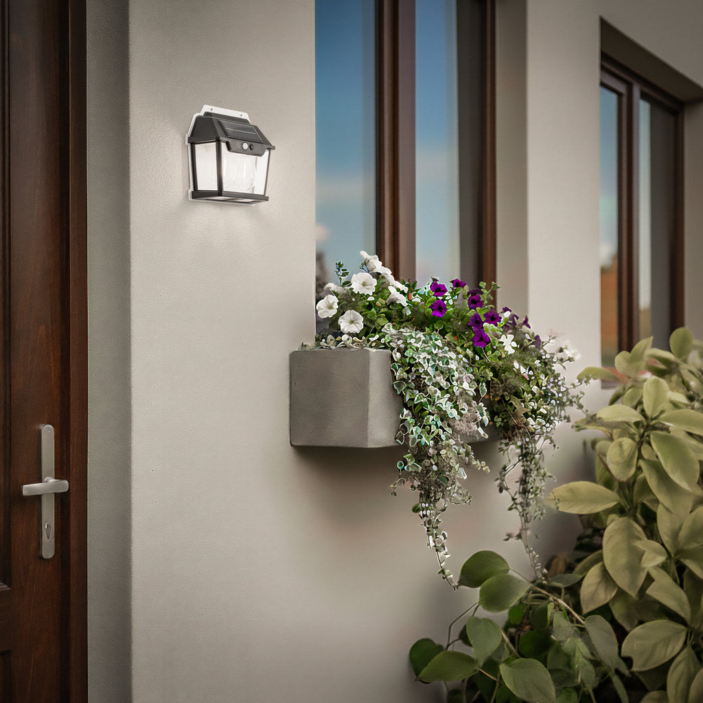 LED solcelle utevegglampe Filo Double svart IP44 bakside