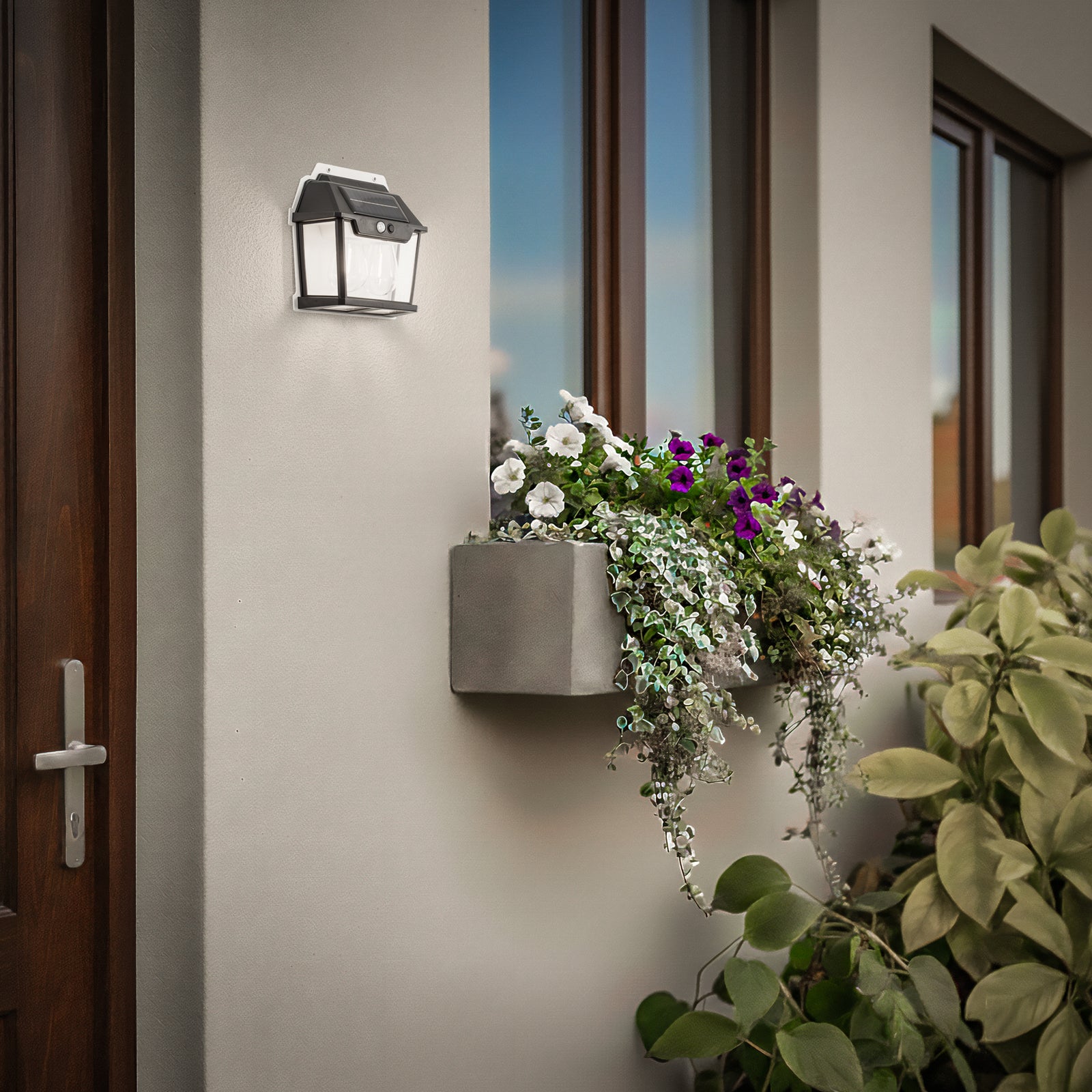 LED solcelle utevegglampe Filo Double svart IP44 bakside