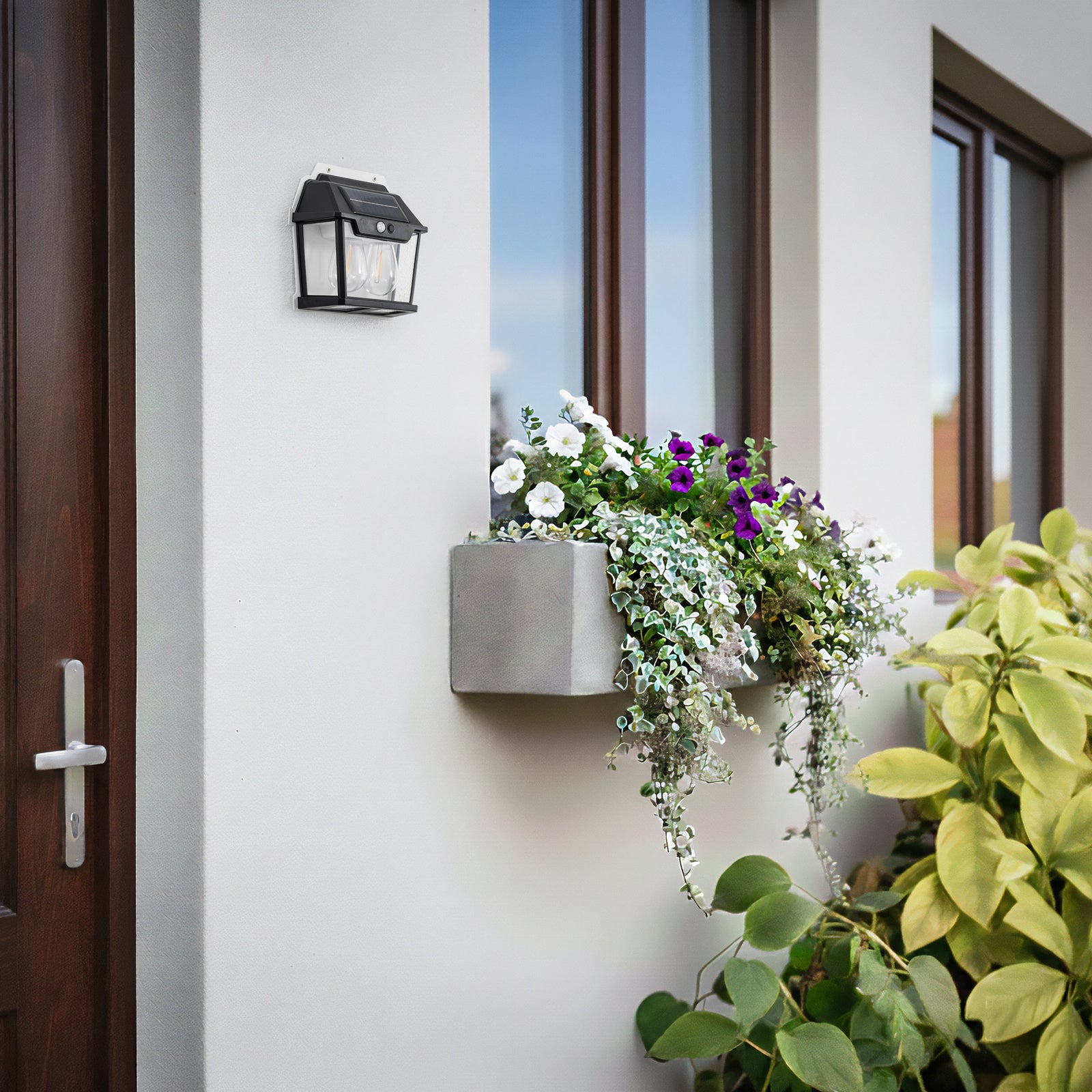Detalj av LED solcelle utevegglampe Filo Double svart IP44