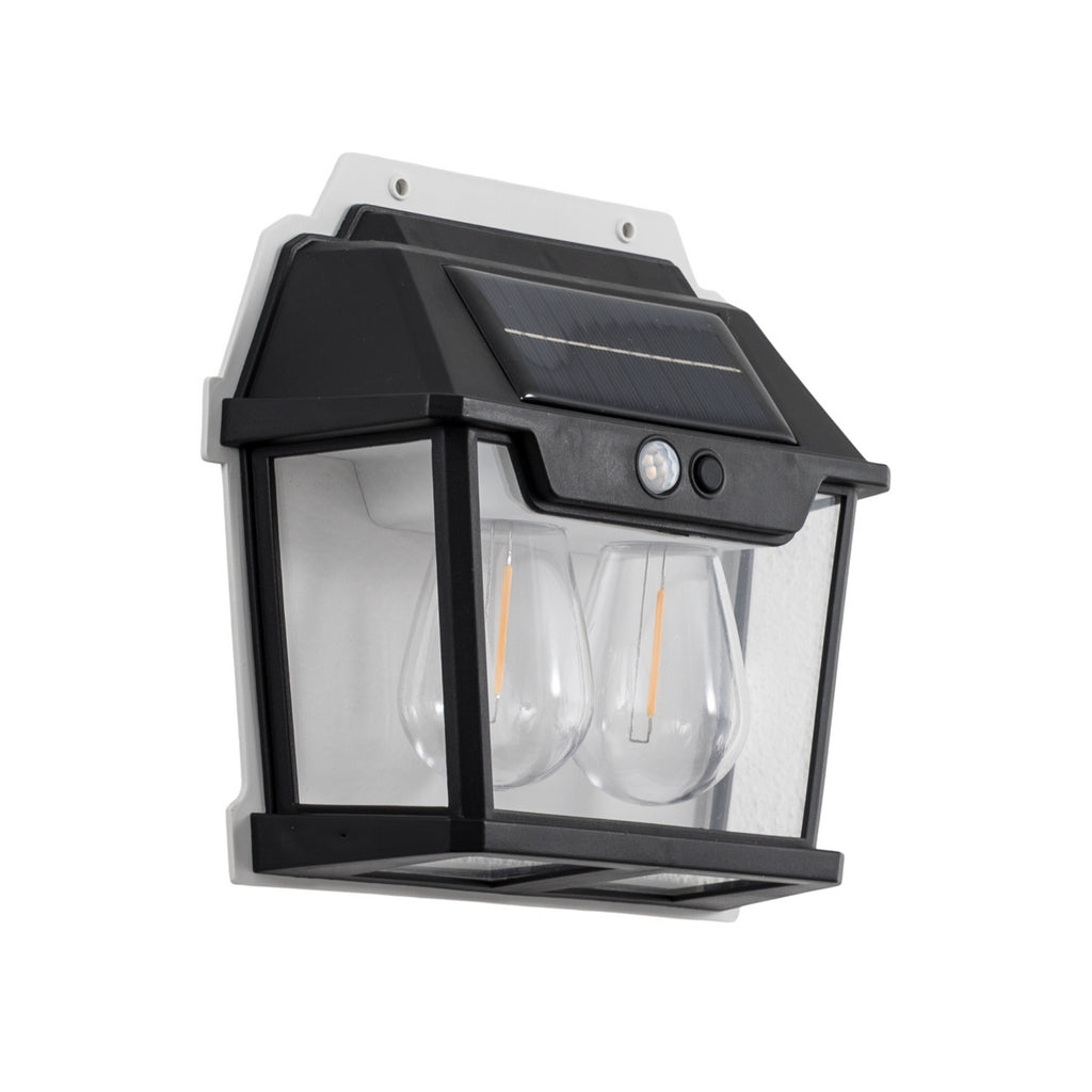 LED solcelle utevegglampe Filo Double svart IP44 montert utendørs