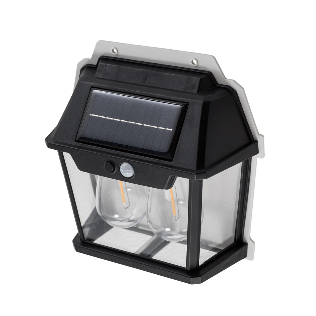 Nærbilde av LED solcelle utevegglampe Filo Double svart IP44