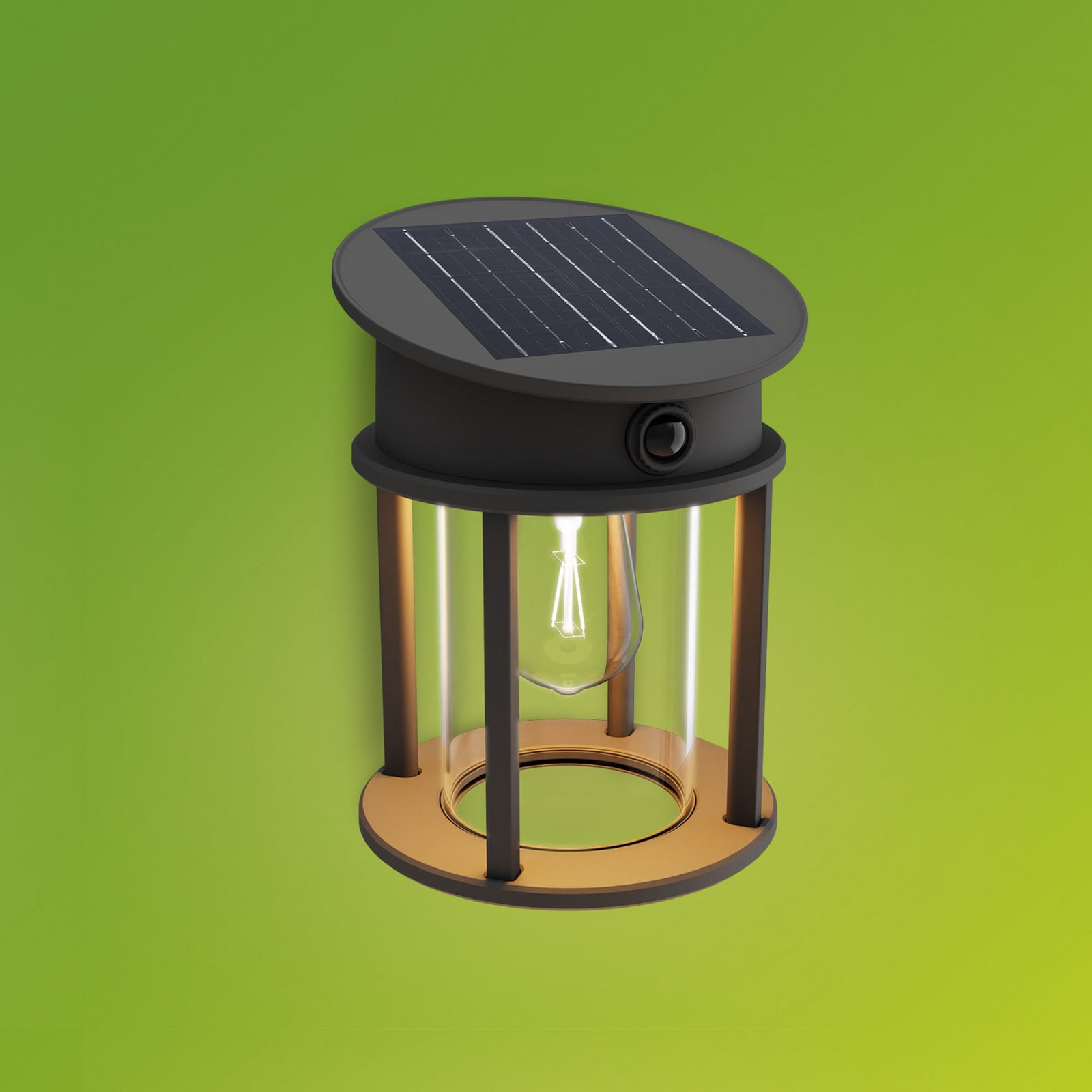LED solcelle utevegglampe Geri rund med sensor svart IP44 - Philips nærbilde