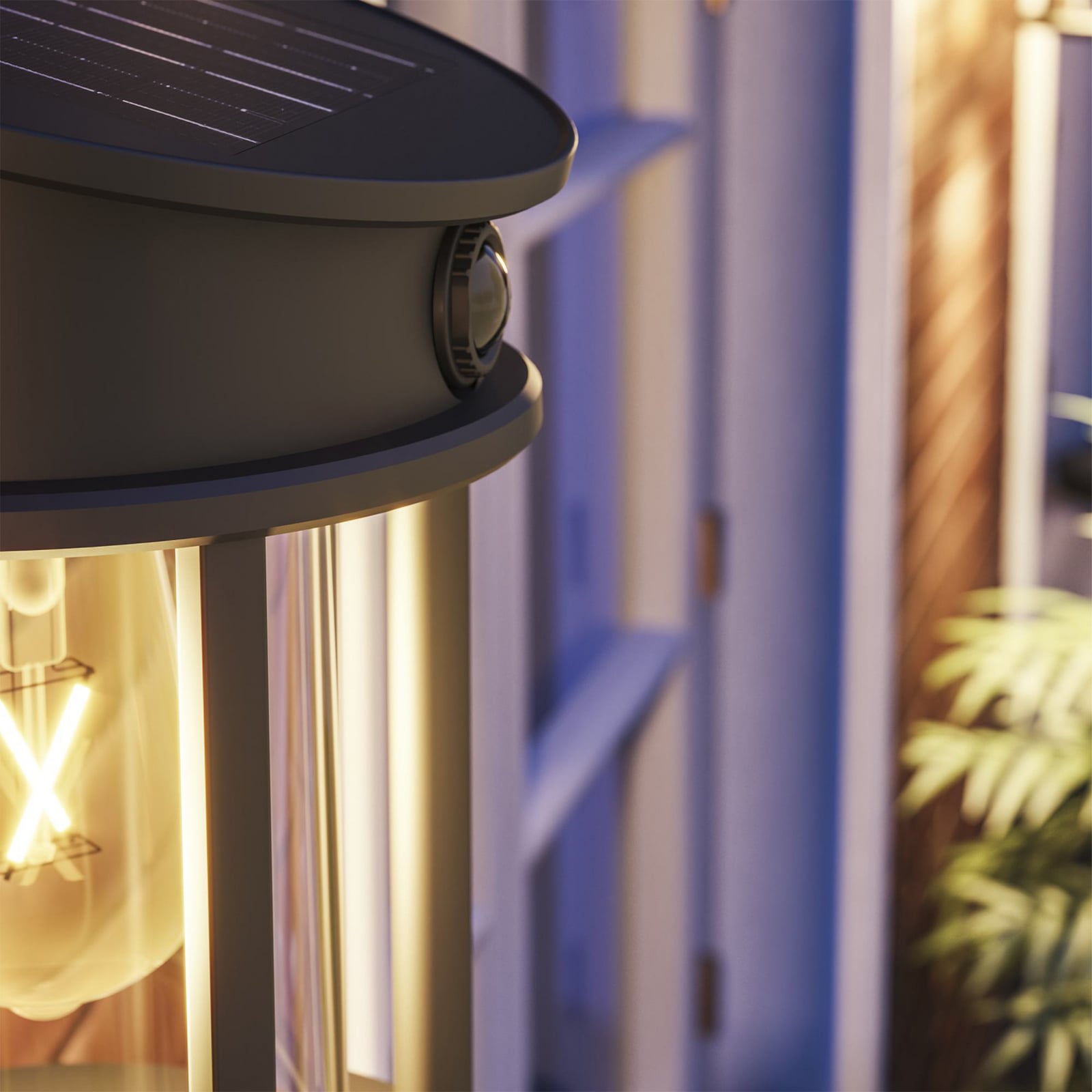 LED solcelle utevegglampe Geri rund med sensor svart IP44 - Philips sensor