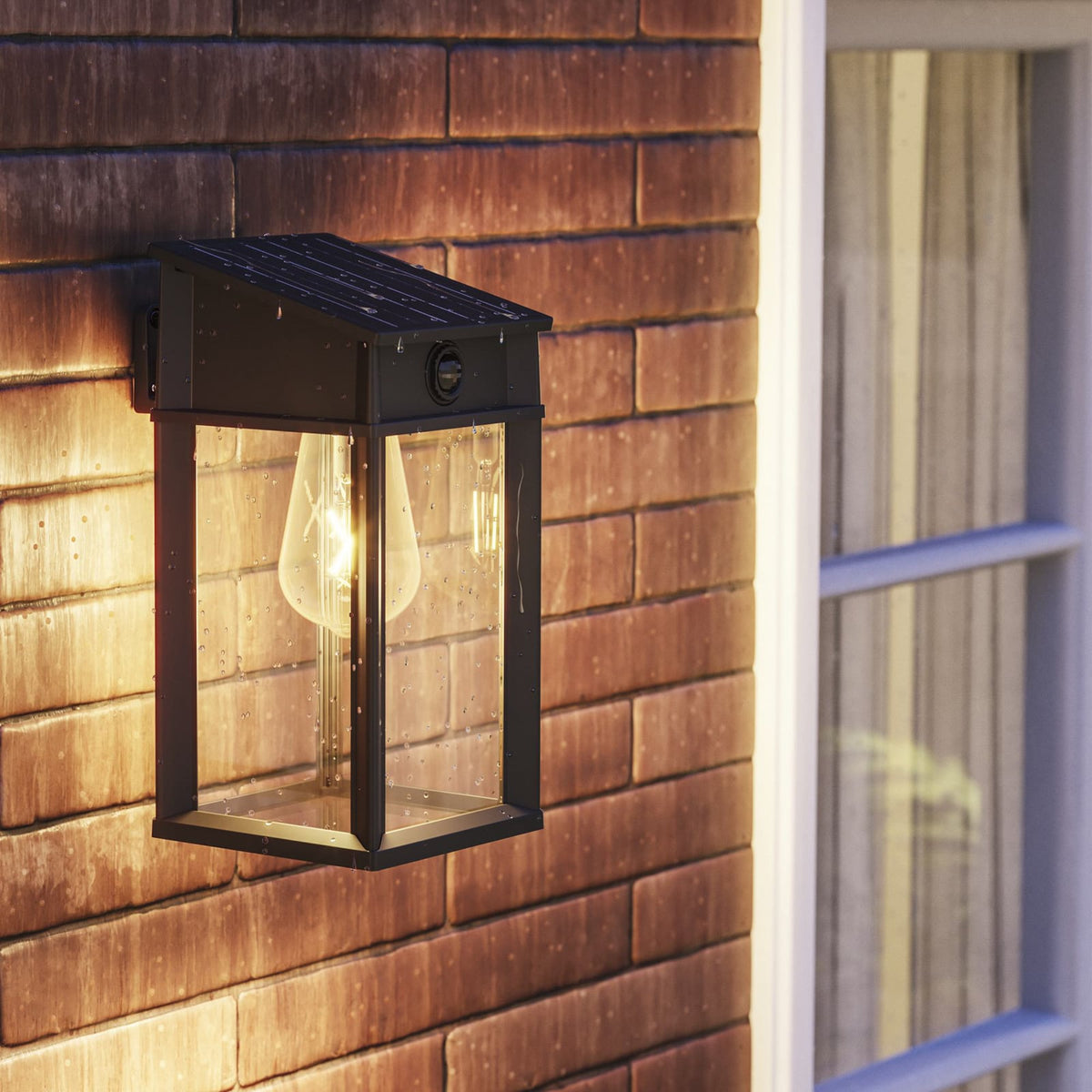 LED solcelle utevegglampe Geri UE med bevegelsessensor svart IP44 bakside