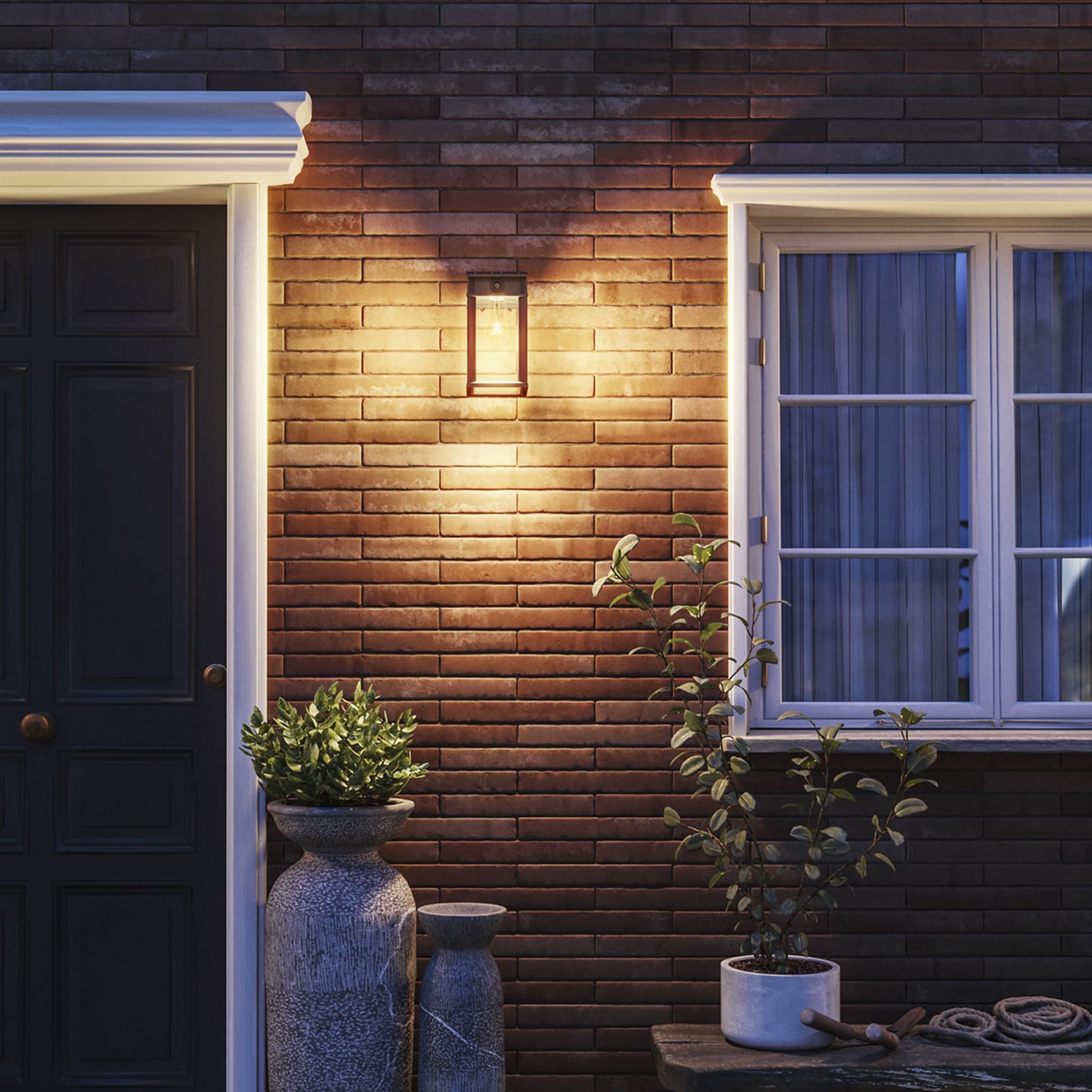 LED solcelle utevegglampe Geri UE med bevegelsessensor svart IP44 detalj