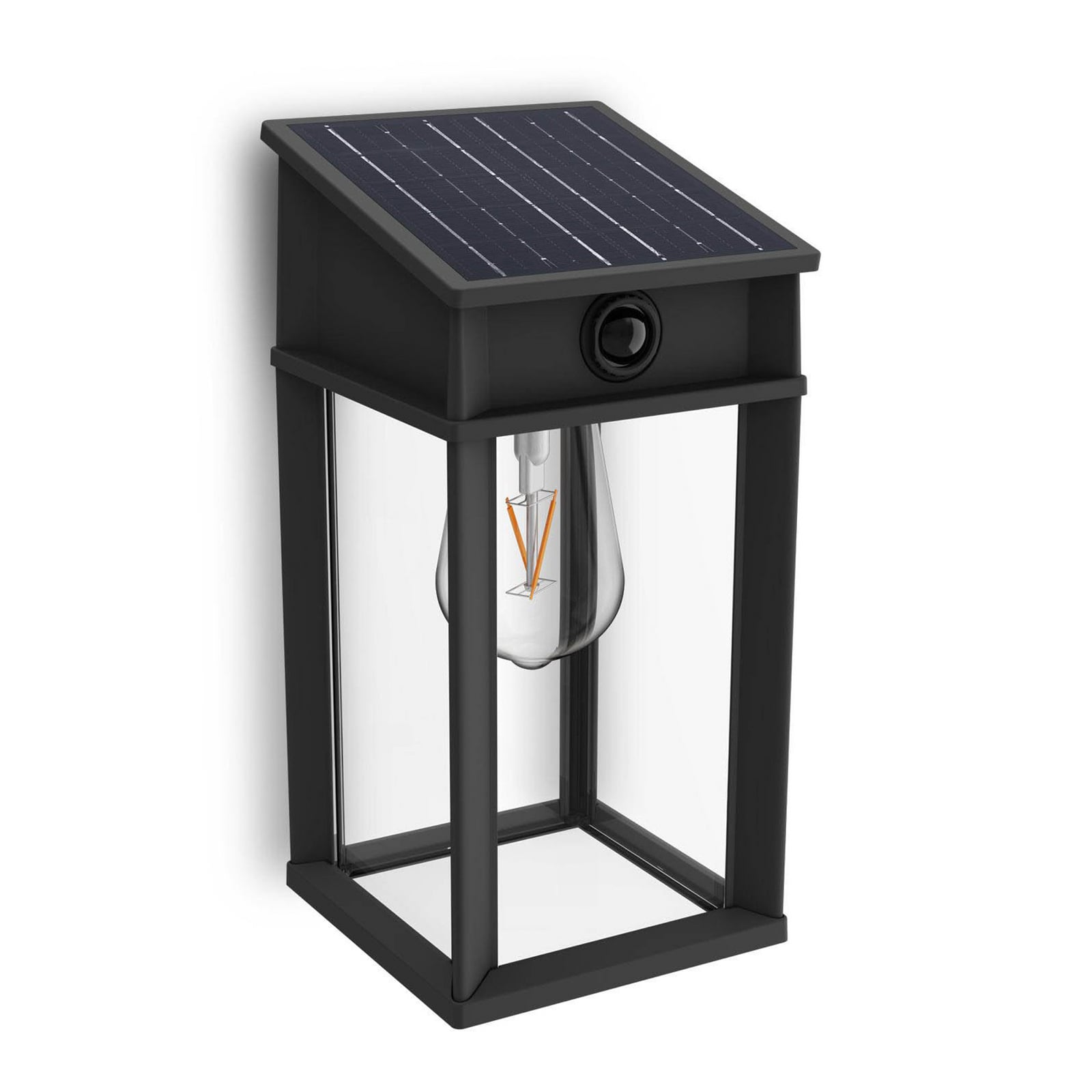 LED solcelle utevegglampe Geri UE med bevegelsessensor svart IP44 montert på vegg
