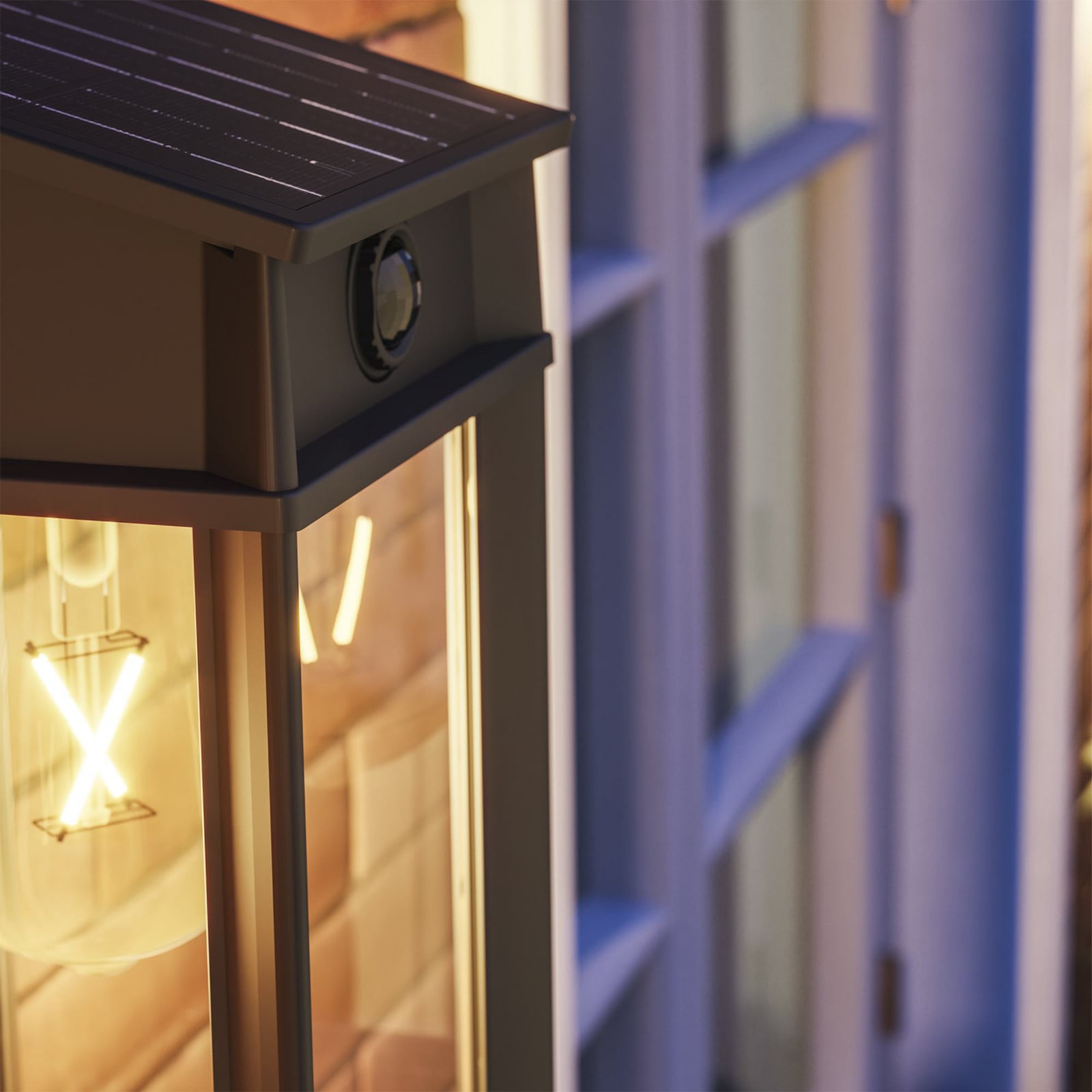 LED solcelle utevegglampe Geri UE med bevegelsessensor svart IP44 bevegelsessensor
