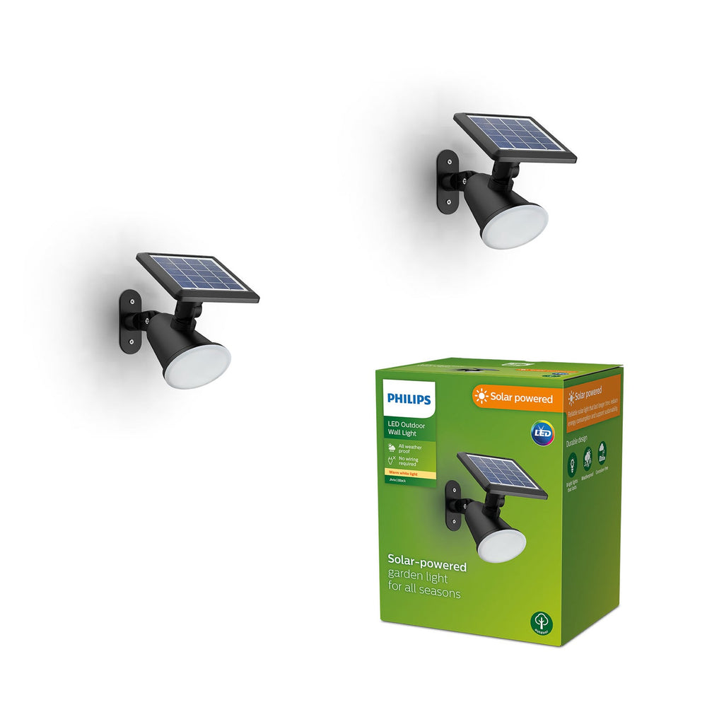 LED solcelle utevegglampe Jivix 2-pack svart IP44 - Philips lyser opp område