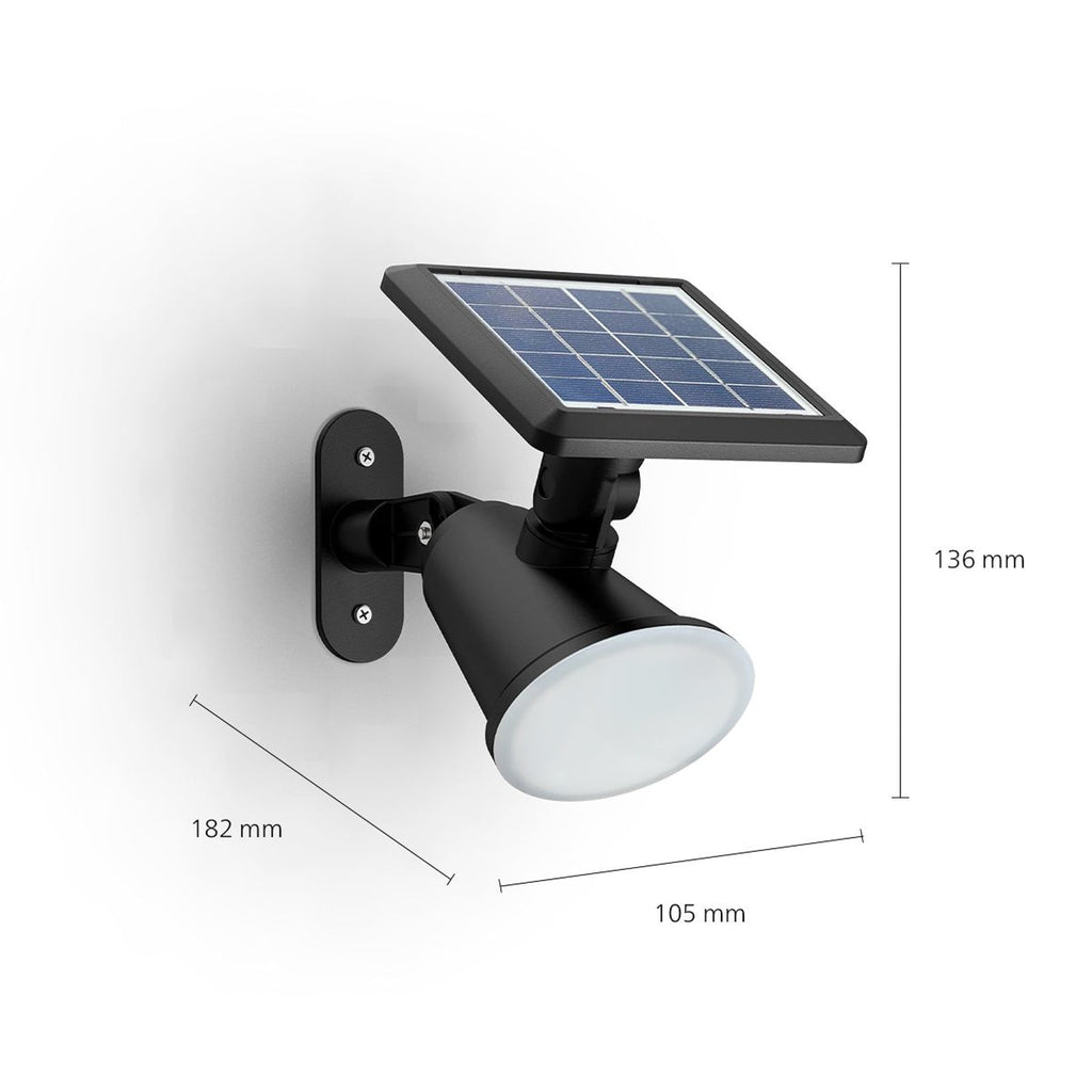 LED solcelle utevegglampe Jivix svart IP44 2700K bakside