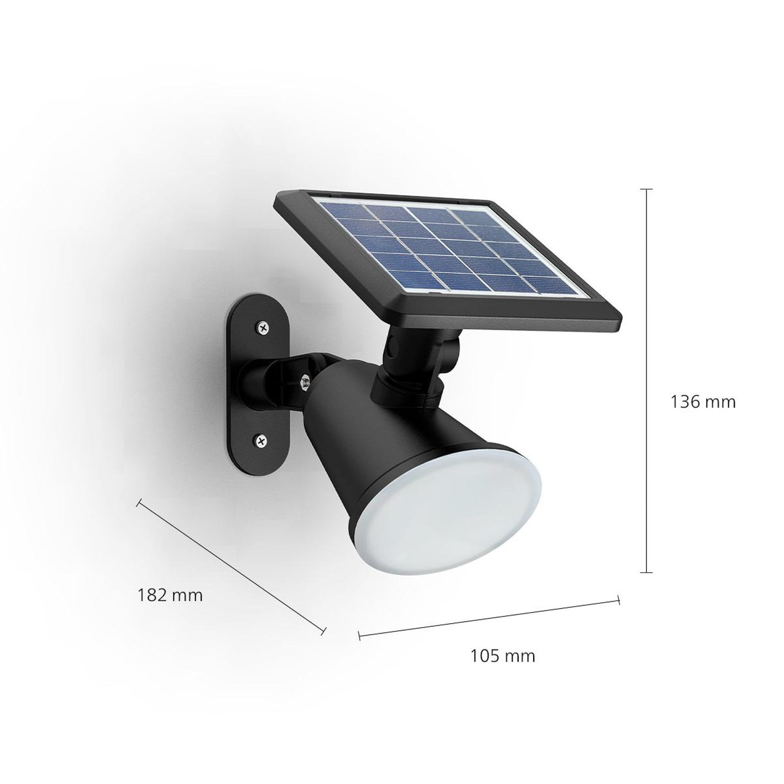 LED solcelle utevegglampe Jivix svart IP44 2700K bakside