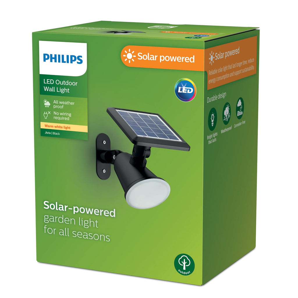 Detalj av LED solcelle utevegglampe Jivix svart IP44 2700K