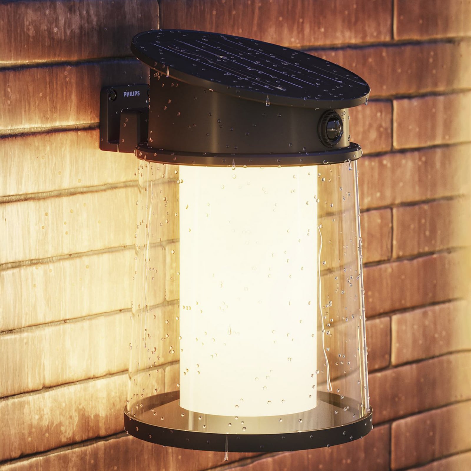 LED solcelle-utevegglampe Juda med bevegelsessensor IP44 fra Philips forfra