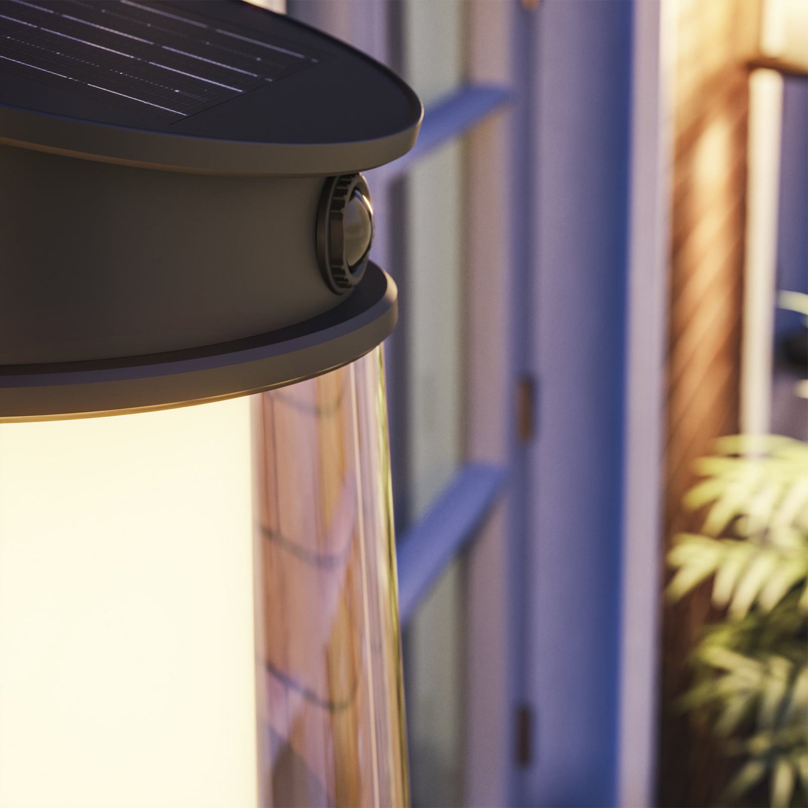 LED solcelle-utevegglampe Juda med bevegelsessensor IP44 fra Philips sideprofil