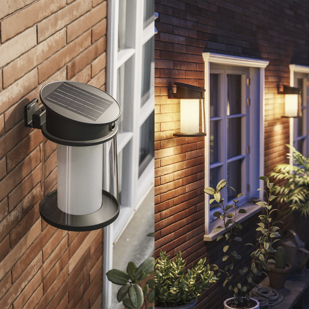 LED solcelle-utevegglampe Juda med bevegelsessensor IP44 fra Philips montering