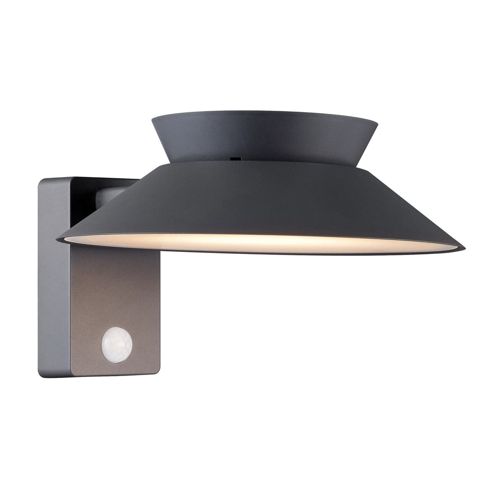 LED solcelle utevegglampe Justina med bevegelsessensor antrasitt IP44 forfra