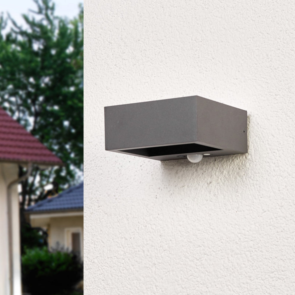 LED solcelle utevegglampe Mahra med bevegelsessensor antrasitt IP54 bakside