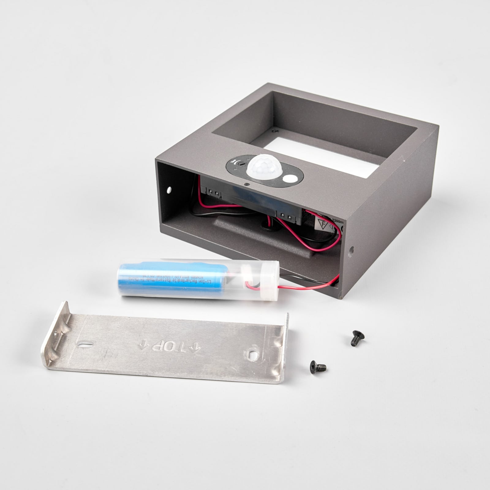 LED solcelle utevegglampe Mahra med bevegelsessensor antrasitt IP54 produktbilde side