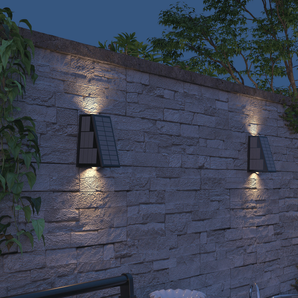 LED solcelle utevegglampe Matera opp og ned svart IP44 Calex bakside