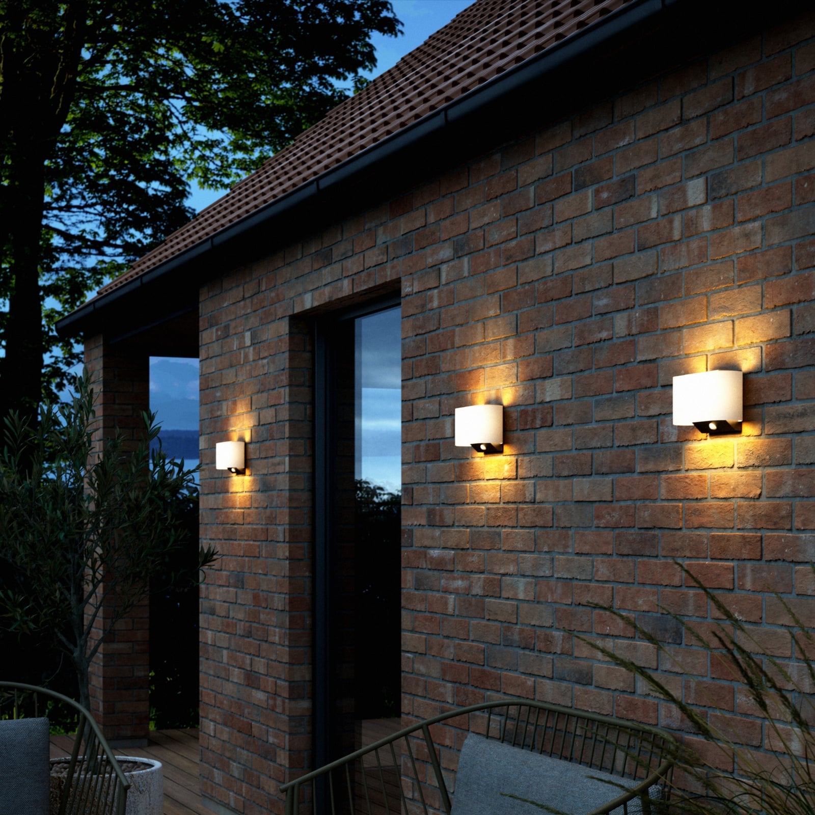 LED solcelle utevegglampe Piola med bevegelsessensor bakside
