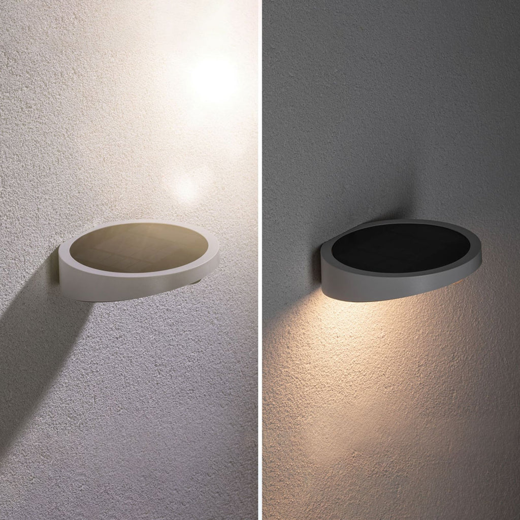 LED solcelle utevegglampe Ryse med bevegelsessensor hvit Paulmann forfra