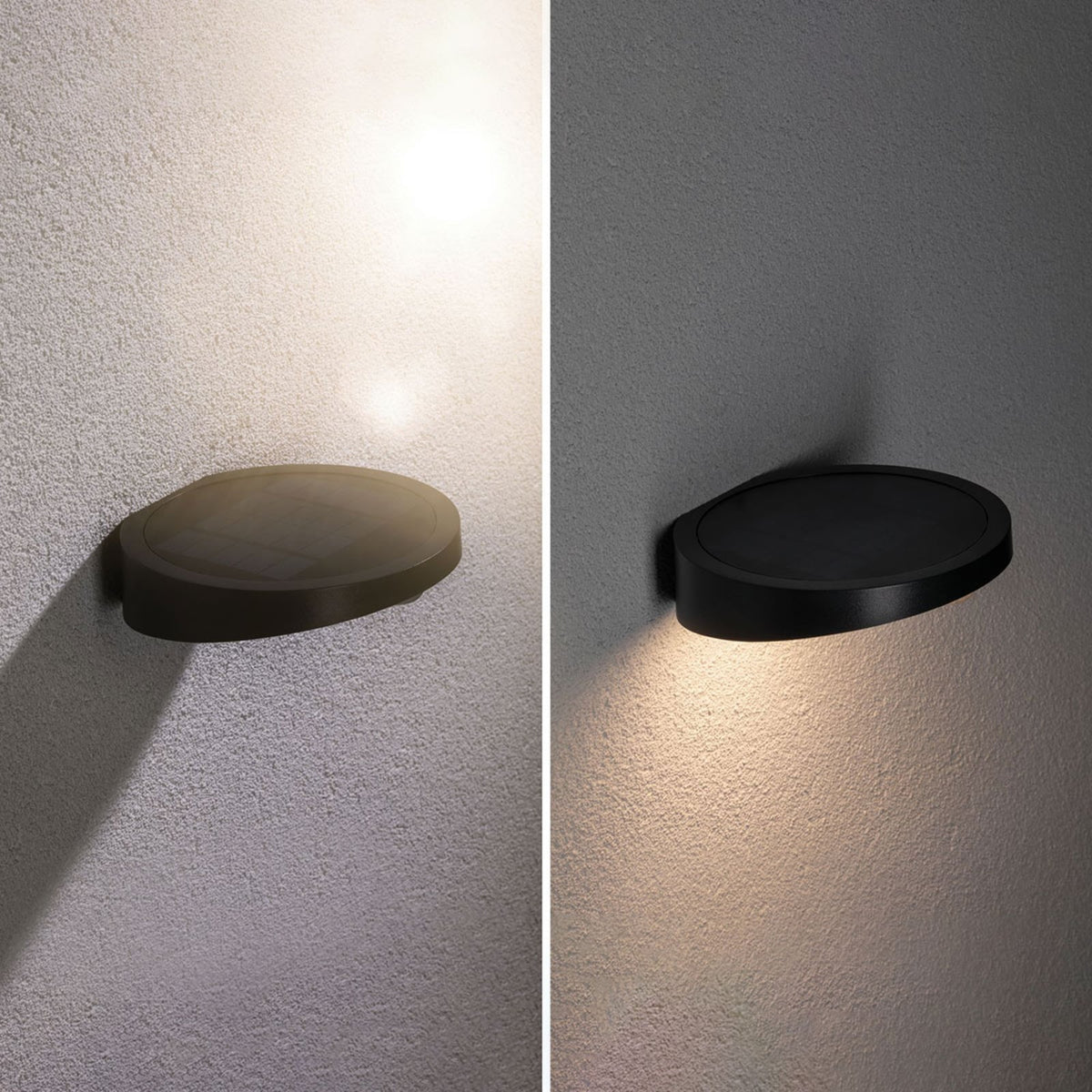 LED solcelle utevegglampe Ryse rund med bevegelsessensor bakside