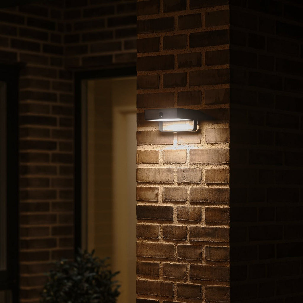 LED solcelle utevegglampe Saulio svart aluminium med sensor IP44 bakside