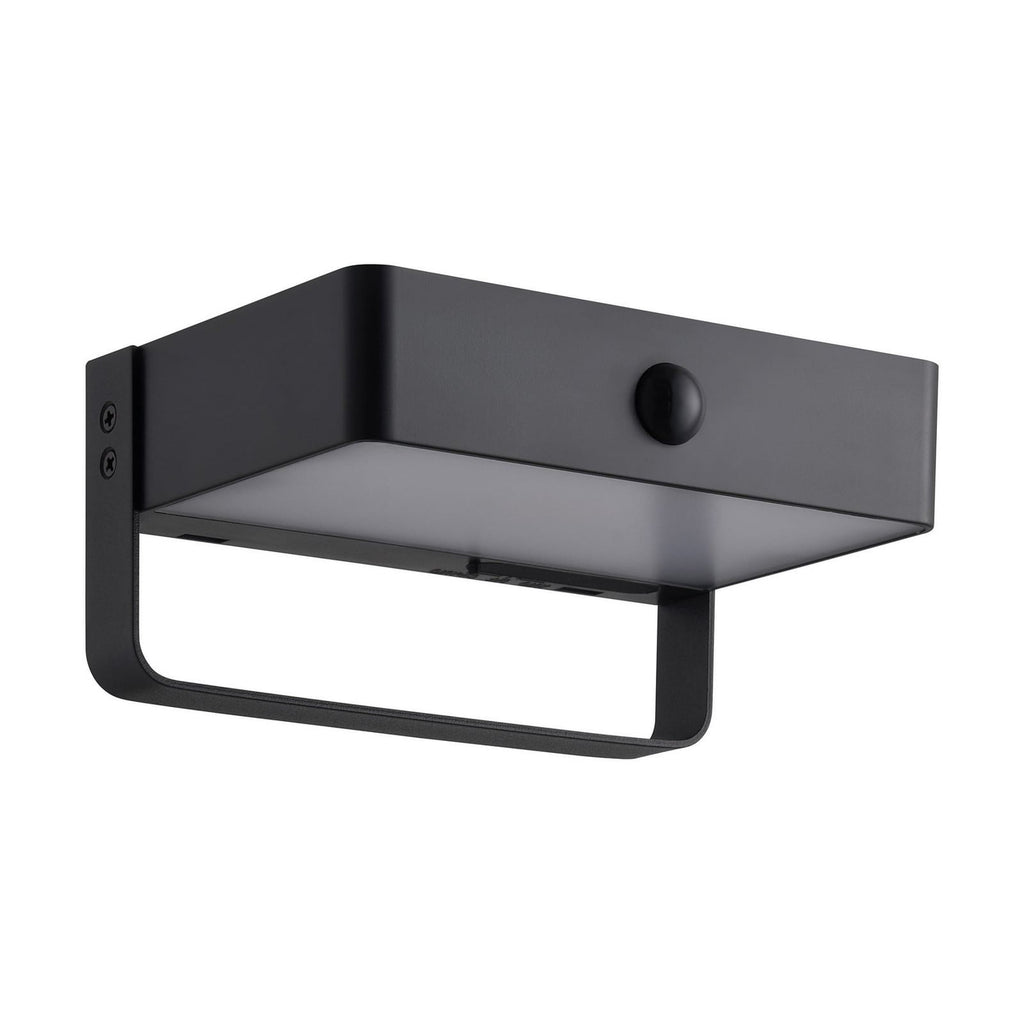 Montert LED solcelle utevegglampe Saulio svart aluminium med sensor IP44 utendørs