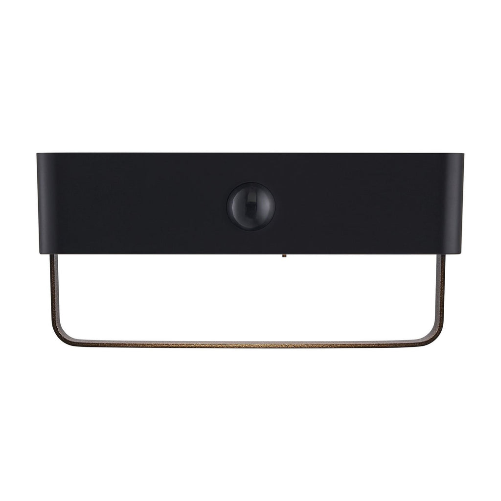 Sideprofil av LED solcelle utevegglampe Saulio svart aluminium med sensor IP44