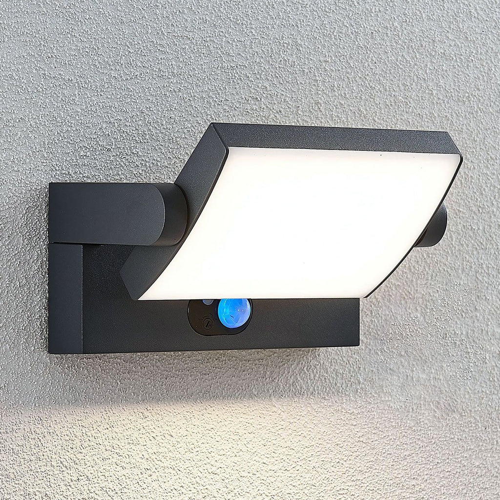LED solcelle utevegglampe Sherin med bevegelsessensor antrasitt IP54 forfra