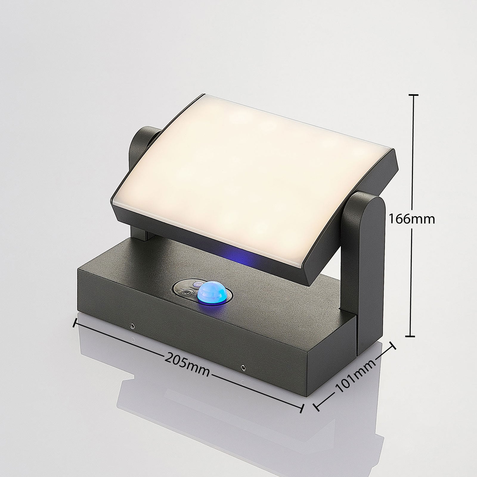 LED solcelle utevegglampe Sherin sett bakside med veggfeste