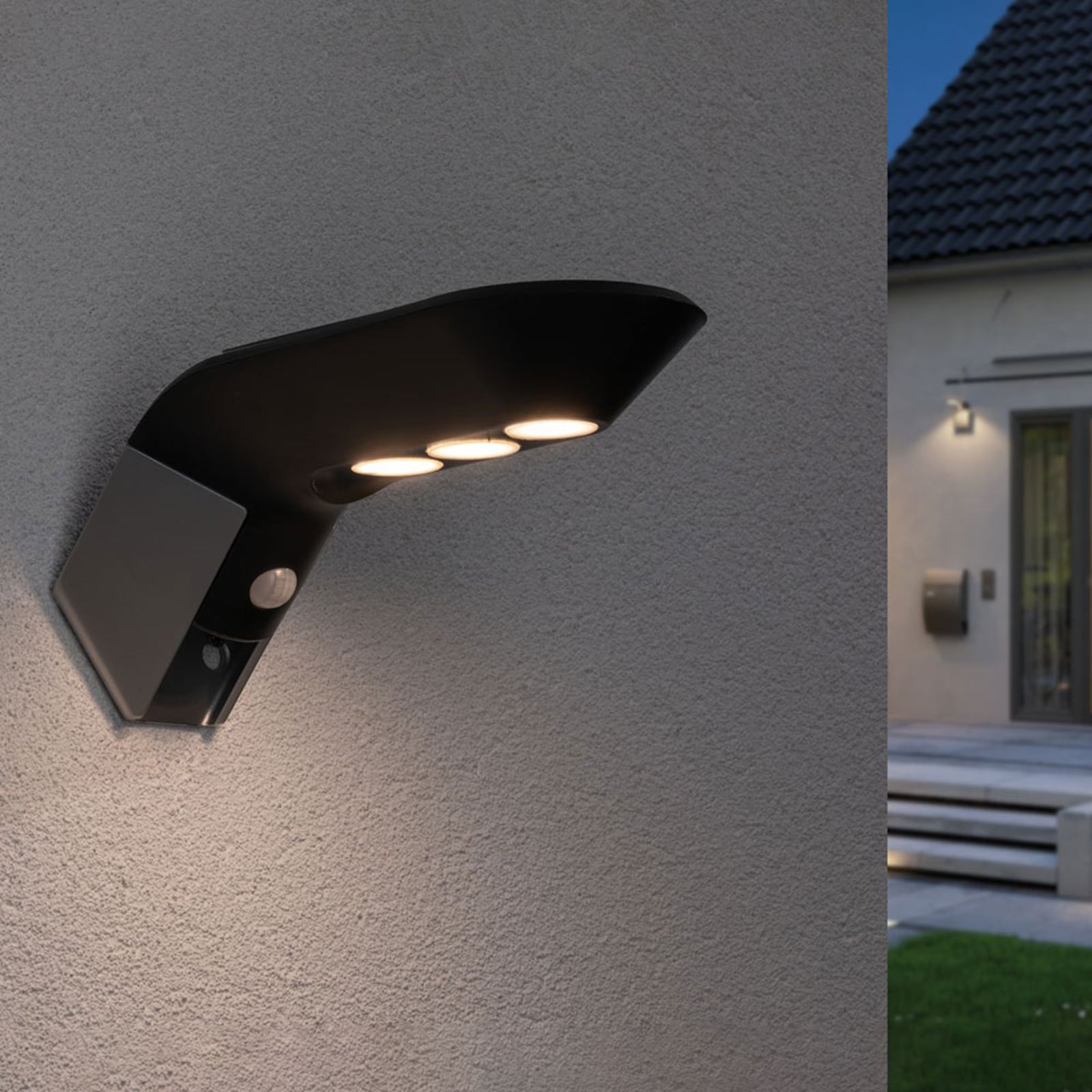 LED solcelle utevegglampe Soley antrasitt bakside