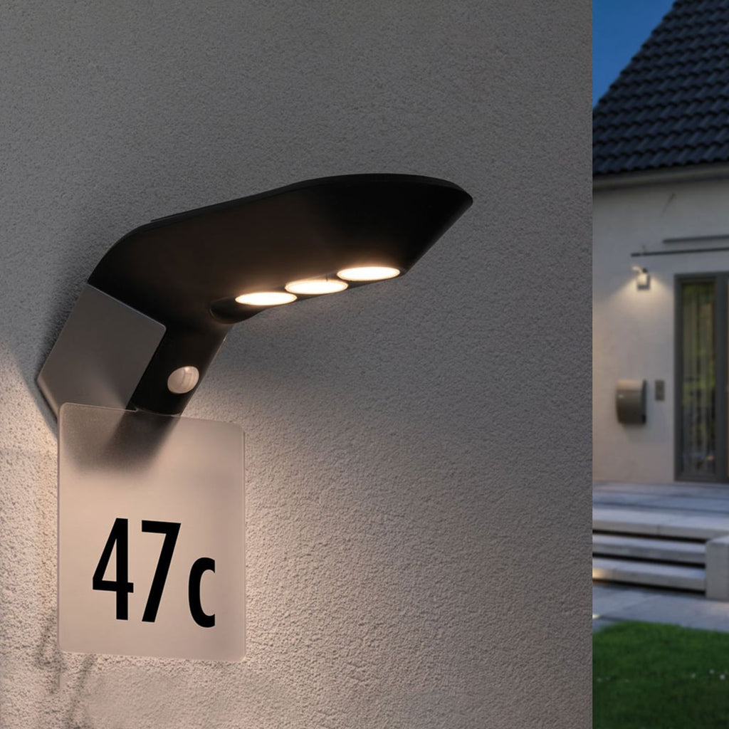 LED solcelle utevegglampe Soley antrasitt detalj av sensor