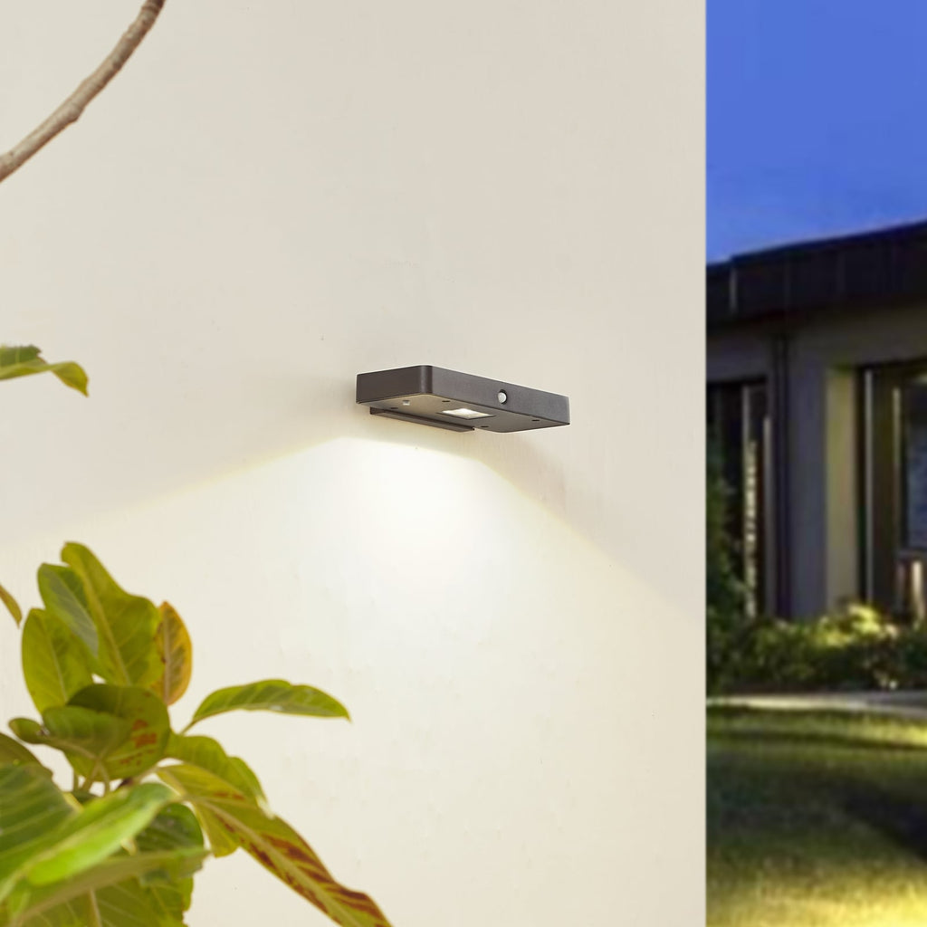 LED solcelle utevegglampe Tavon med sensor svart dimbar IP54 bakside