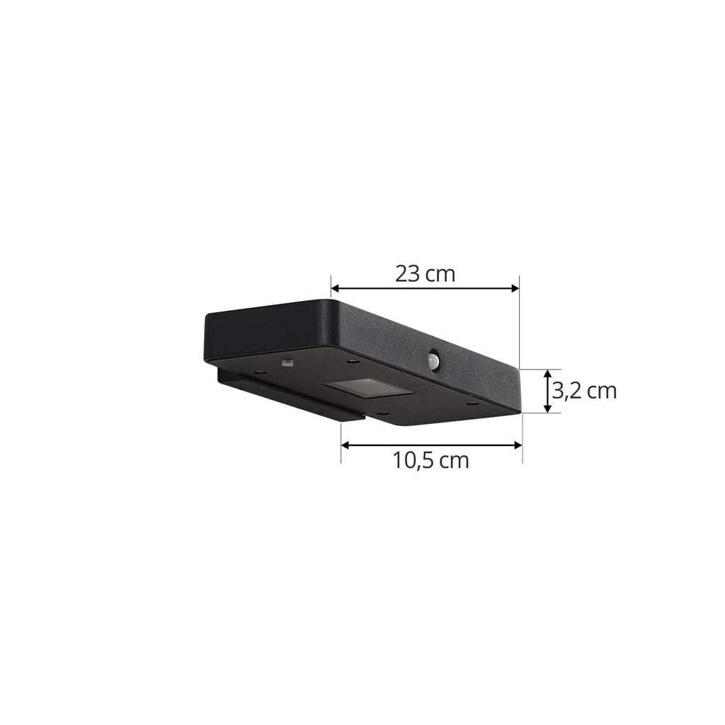 LED solcelle utevegglampe Tavon med sensor svart dimbar IP54 nærbilde