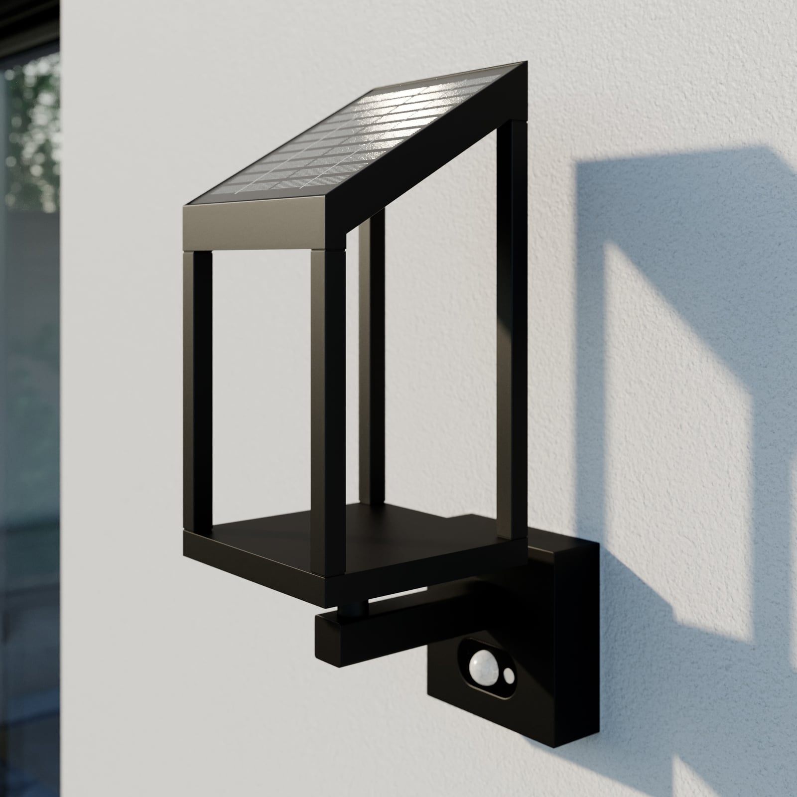 Detalj av bevegelsessensor på LED solcelle utevegglampe Timeo