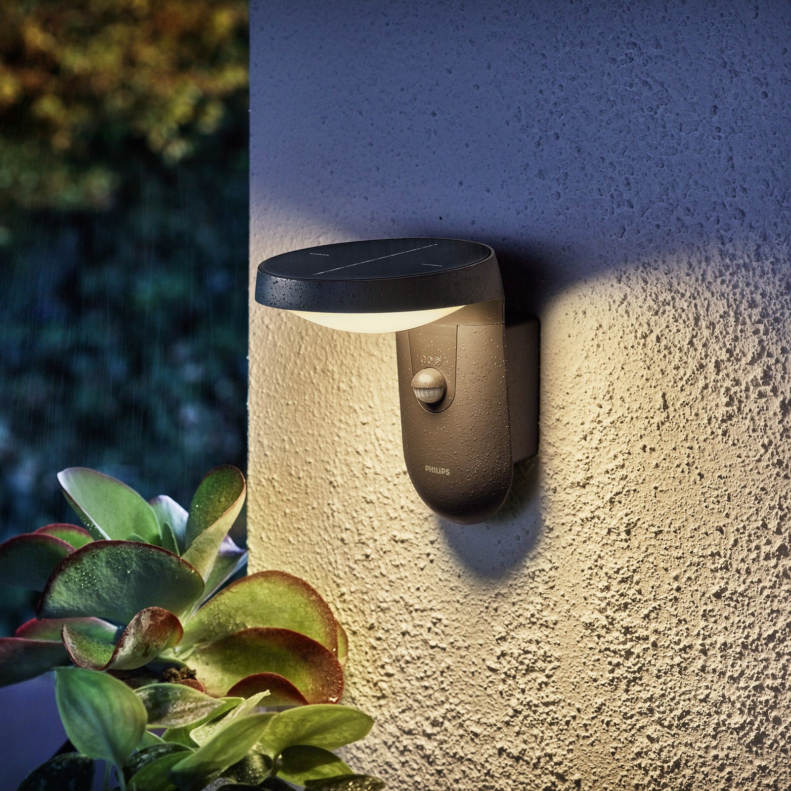 LED solcelle utevegglampe Tyla med bevegelsessensor bakside