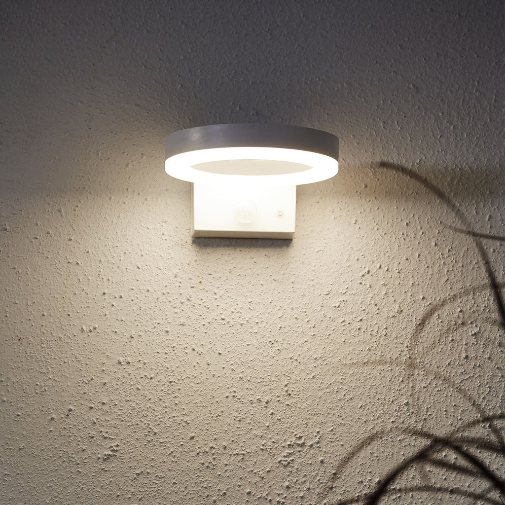 LED solcelle utevegglampe Vidi med bevegelsessensor hvit front