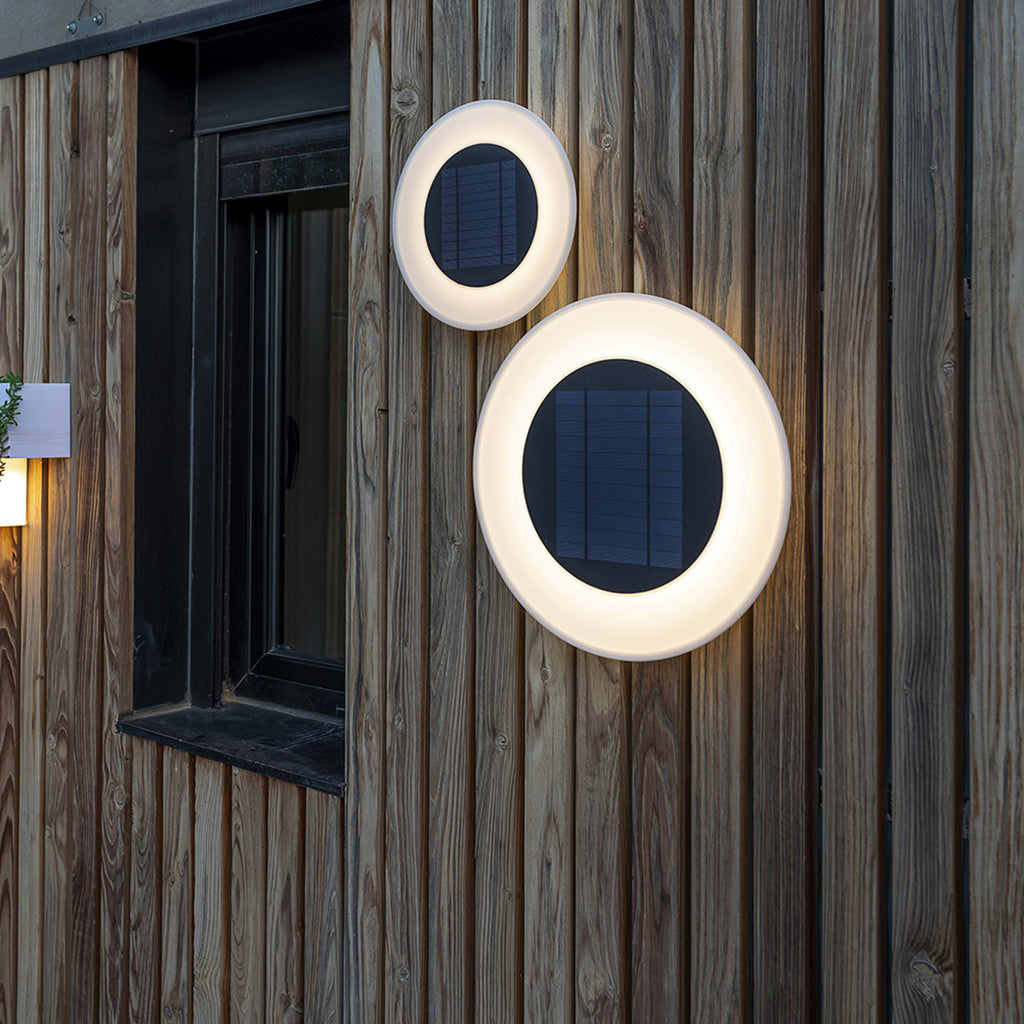 LED solcelle utevegglampe Wally rund montert på vegg