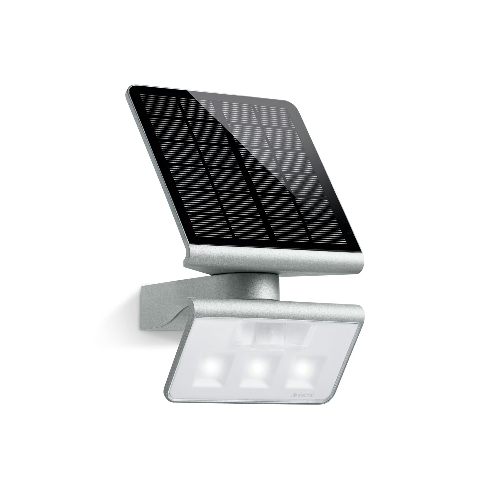 LED solcelle utevegglampe XSolar L-S sølv med sensor detalj