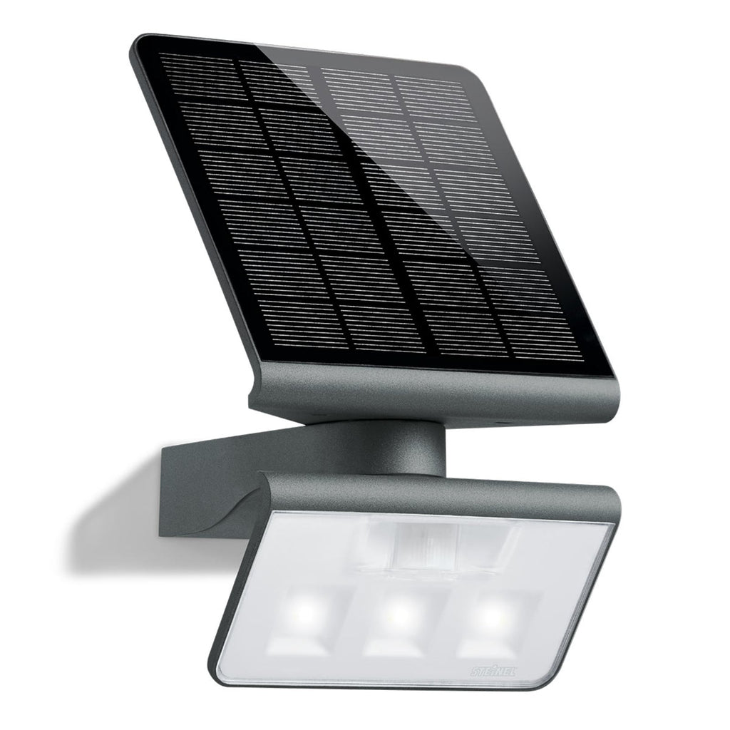 Bakside av LED solcelle utevegglampe XSolar L-S med bevegelsessensor antrasitt