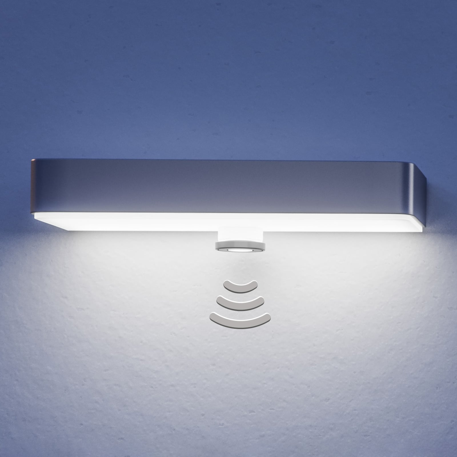 LED solcelle utevegglampe XSolar SOL-O S med sensor forfra antrasitt