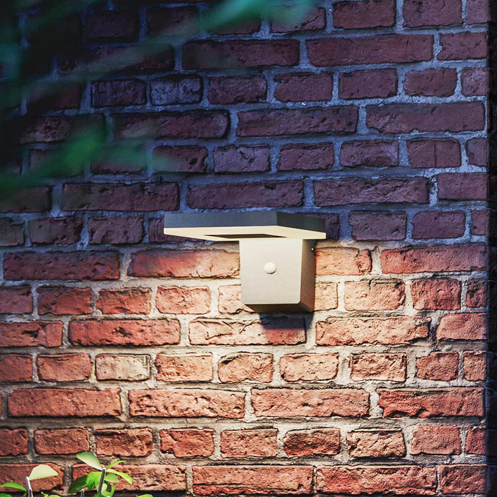 LED solcelle utevegglampe Zonal med bevegelsessensor svart forfra
