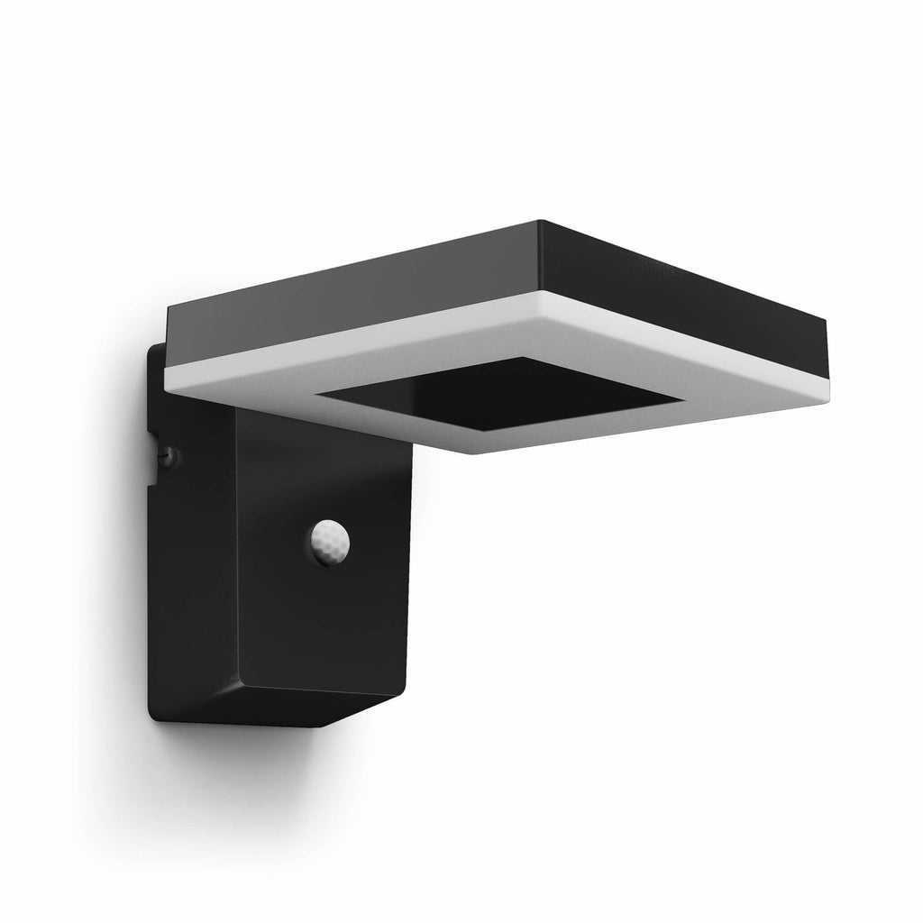 Montert LED solcelle utevegglampe Zonal med bevegelsessensor svart på vegg