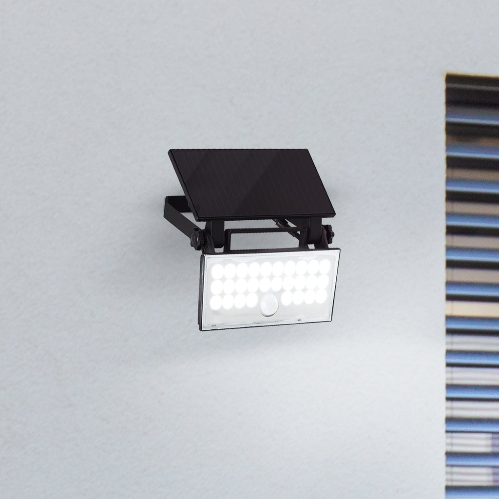 LED solcelle-uteveggspot Luton svingbar svart 6W IP65 forfra