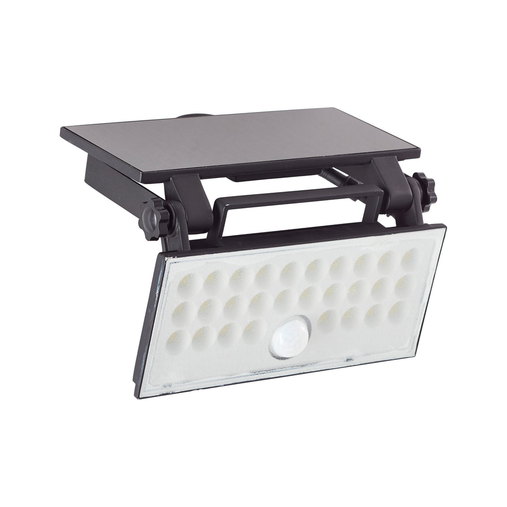 LED solcelle-uteveggspot Luton svingbar svart 6W IP65 montert på vegg