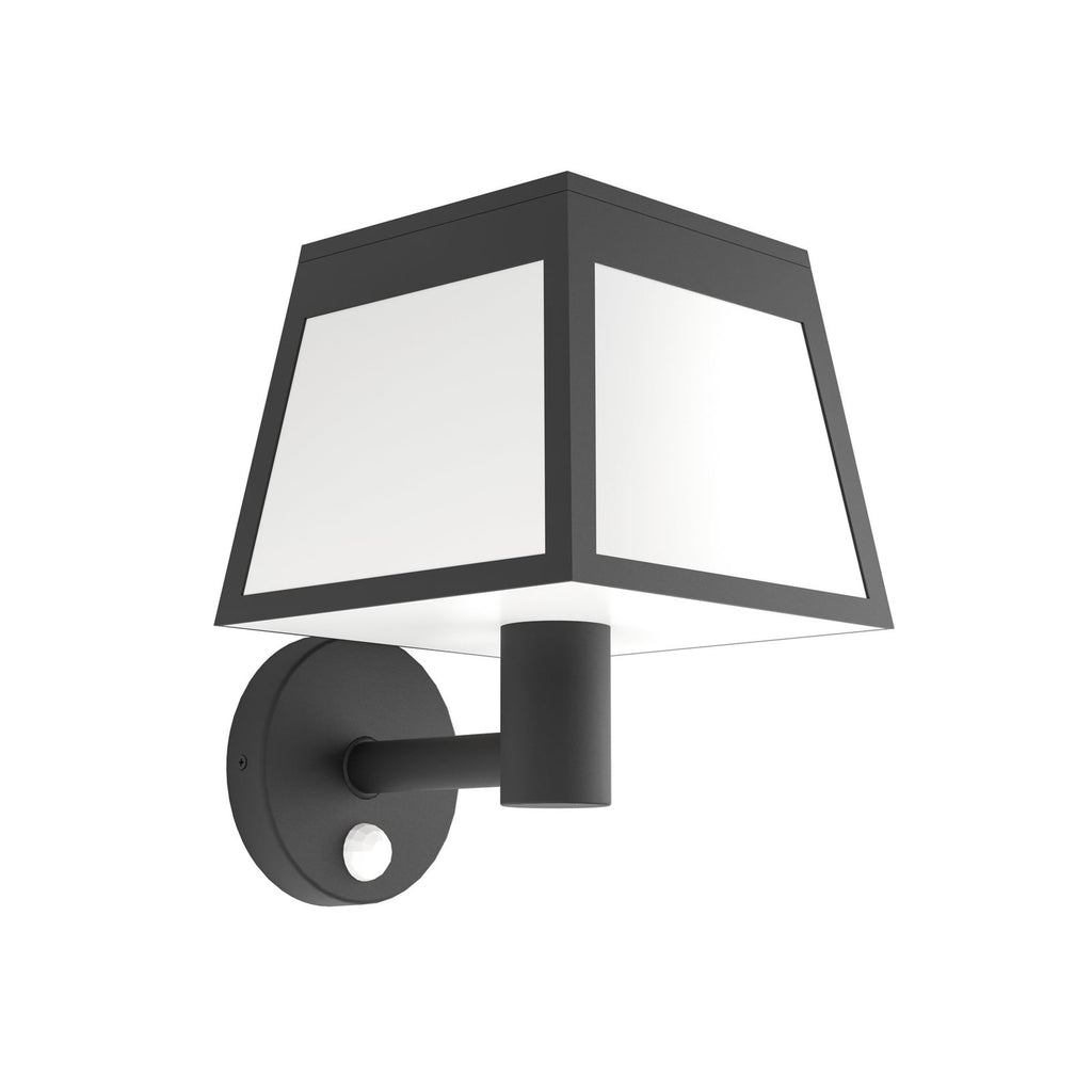LED solcelle vegglampe Altilia med bevegelsessensor svart IP44 forfra